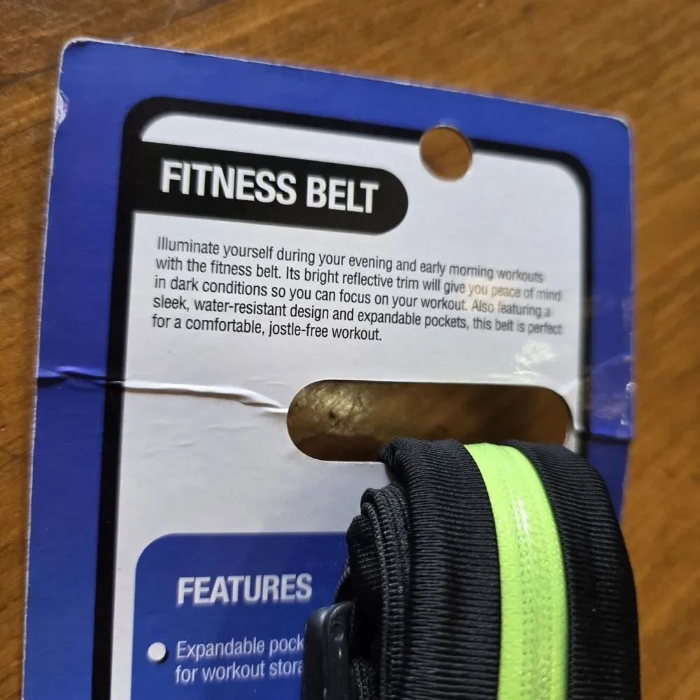 Pro Strength Zippered Fitness Belt with Reflective Trim NEW Unisex Black Neon